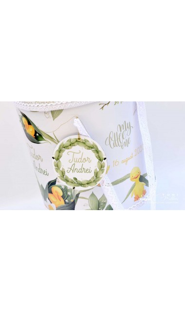Trusou botez cu ratuste, narcise si flori de margaritar Mac Mac 31